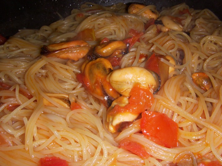 Spaghettini Verrigni con le cozze alla tarantina