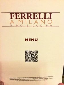 Trattoria Ferrelli a Milano, il menù